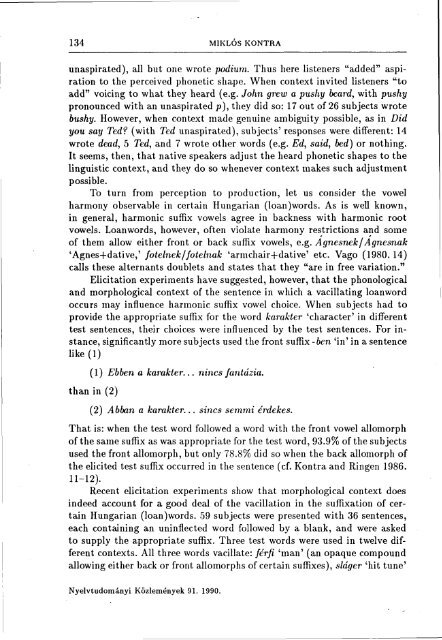NyelvtudomÃ¡nyi kÃ¶zlemÃ©nyek 91. kÃ¶tet (1990)