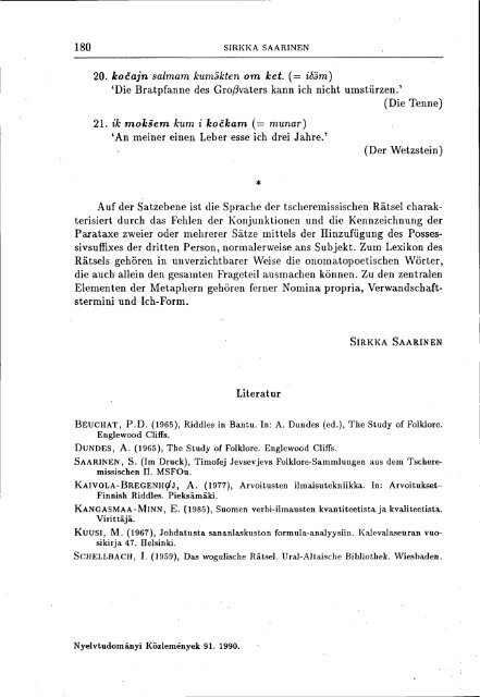 NyelvtudomÃ¡nyi kÃ¶zlemÃ©nyek 91. kÃ¶tet (1990)