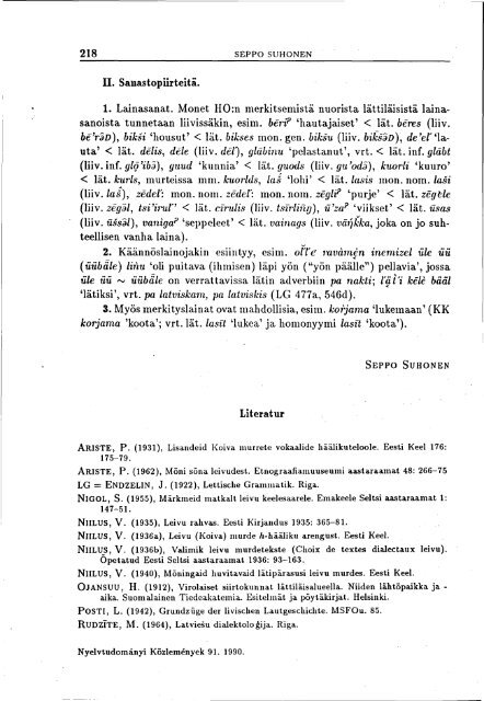 NyelvtudomÃ¡nyi kÃ¶zlemÃ©nyek 91. kÃ¶tet (1990)