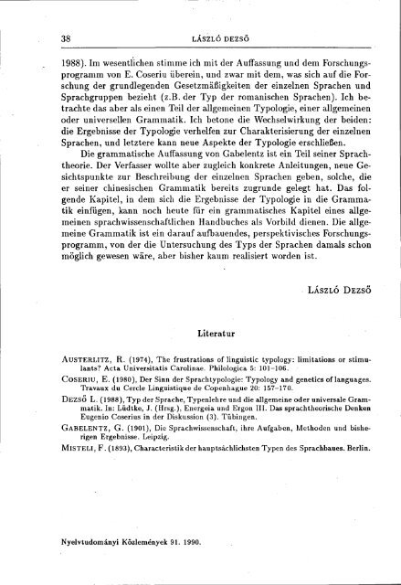 NyelvtudomÃ¡nyi kÃ¶zlemÃ©nyek 91. kÃ¶tet (1990)