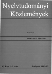 Nyelvtudományi közlemények 95. kötet (1996-1997) - MTA ...