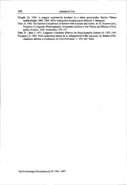 Nyelvtudományi közlemények 95. kötet (1996-1997) - MTA ...