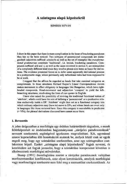 Nyelvtudományi közlemények 95. kötet (1996-1997) - MTA ...