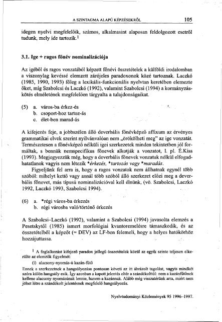 Nyelvtudományi közlemények 95. kötet (1996-1997) - MTA ...