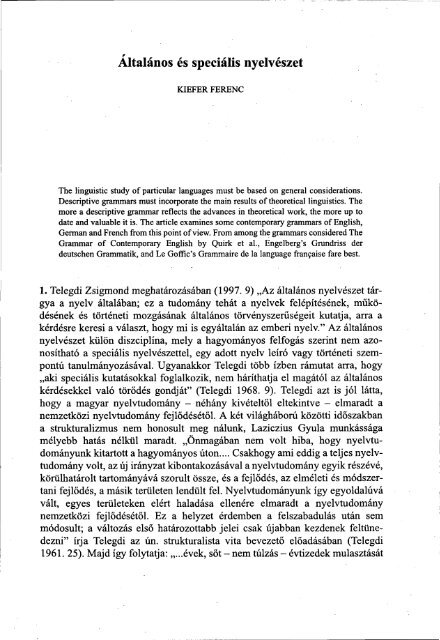 Nyelvtudományi közlemények 95. kötet (1996-1997) - MTA ...