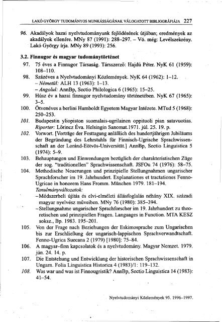 Nyelvtudományi közlemények 95. kötet (1996-1997) - MTA ...