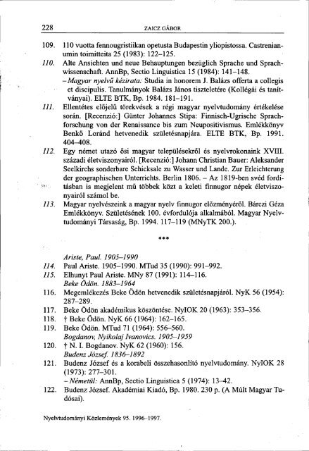 Nyelvtudományi közlemények 95. kötet (1996-1997) - MTA ...