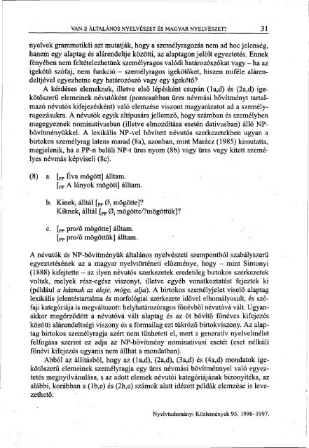 Nyelvtudományi közlemények 95. kötet (1996-1997) - MTA ...