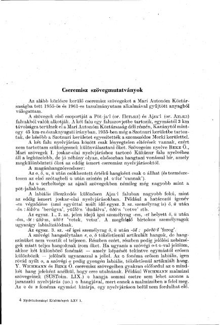 Nyelvtudományi közlemények 65. kötet (1963)