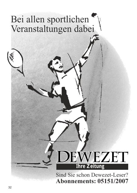 Sonntag, dem 1. April 2012 - Deutscher Tennisverein Hameln