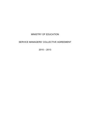 ministry of education service managers' collective agreement 2010