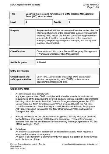 NZQA registered unit standard 22445 version 2 Page 1 of 5 Title ...