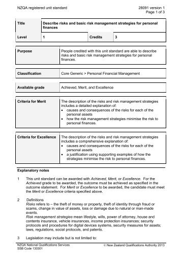 NZQA registered unit standard 28091 version 1 Page 1 of 3 Title ...