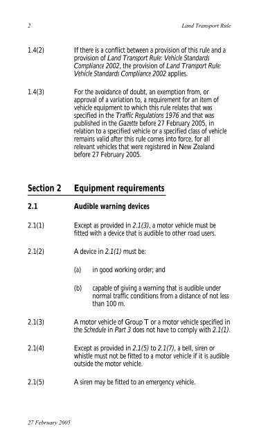 Vehicle Equipment 2004 33 pages - NZ Transport Agency