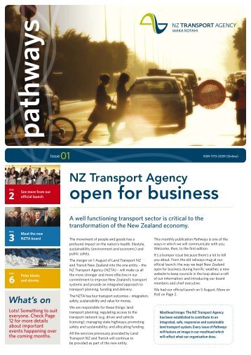Pathways issue 1 - the newsletter of the NZ Transport Agency