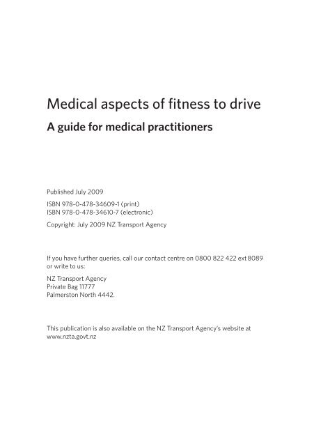 Medical aspects of fitness to drive a guide for medical practitioners