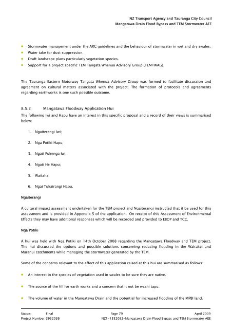 2. Mangatawa catchment consents for earthworks, storm water ...