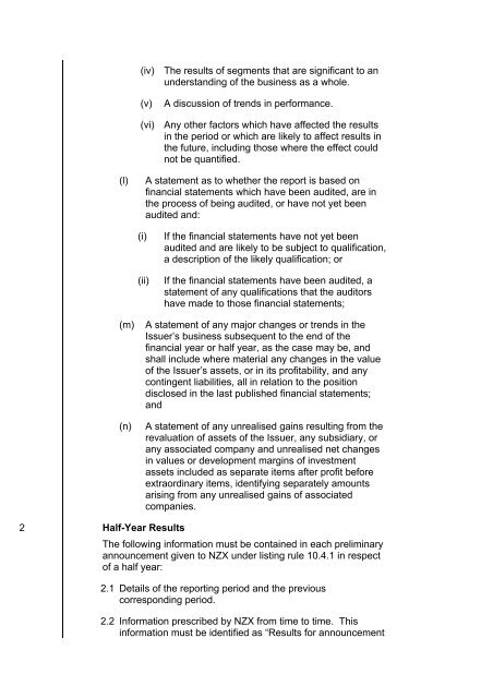 NZSX/ NZDX Listing Rules APPENDIX 1 Part A (Rules 10.4.2 ... - NZX