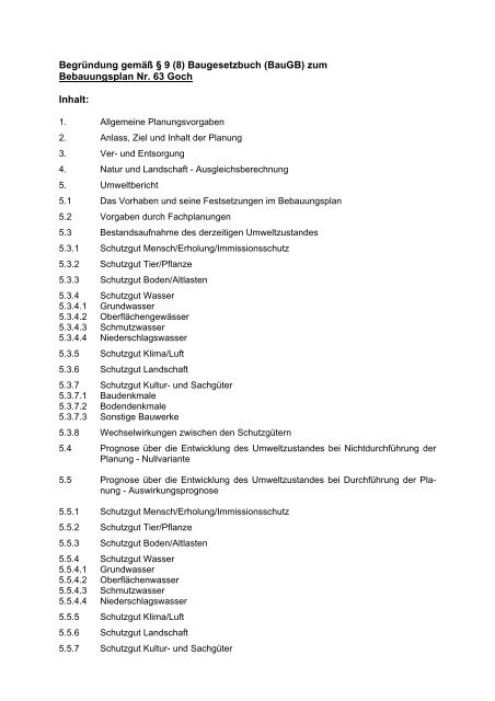 zum Bebauungsplan Nr. 63 Goch Inhalt - O-sp.de