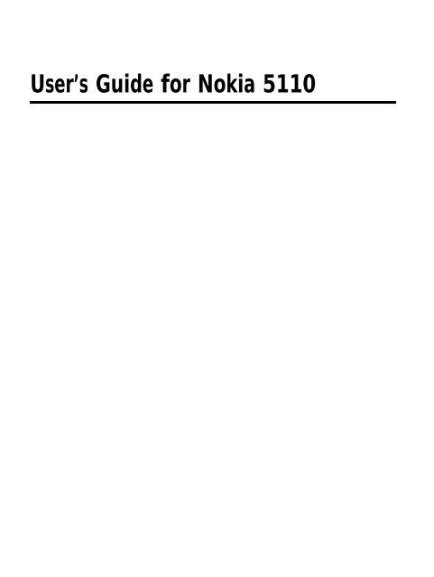User's Guide for Nokia 5110