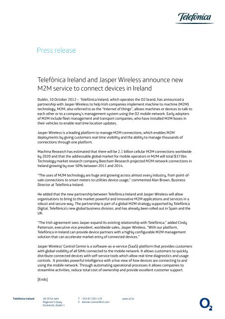 Press release - O2 Ireland