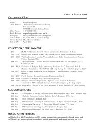 Curriculum Vitae - INAF-Osservatorio Astronomico di Roma