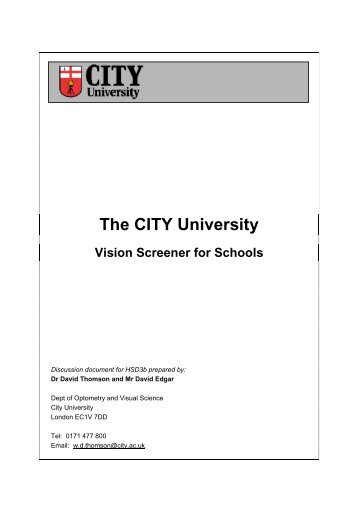 The CITY University Vision Screener for Schools