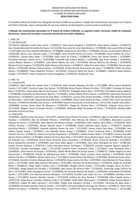 Resultado Final (ApÃ³s Recursos) - OAB/MG