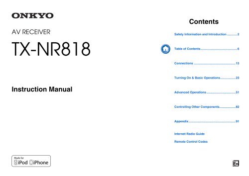 Onkyo TX-NR818 Manual - English - Eiki International Inc.