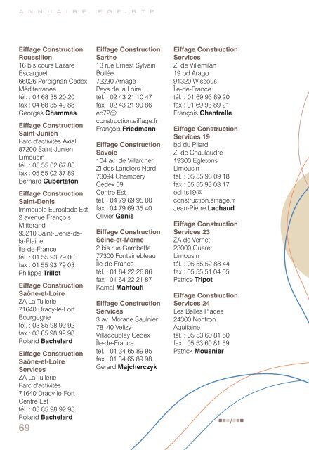 principaux dirigeants - EGF - BTP