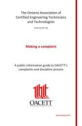 the following information - oacett