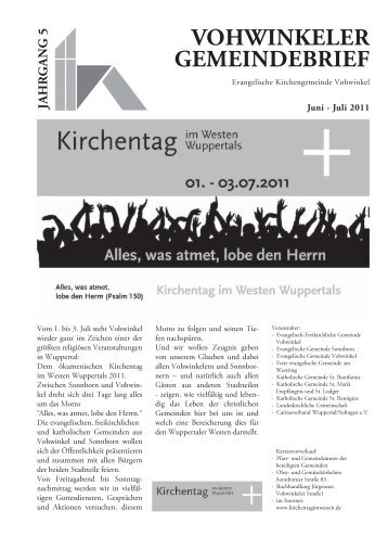 vohwinkeler gemeindebrief - Evangelische Kirchengemeinde ...