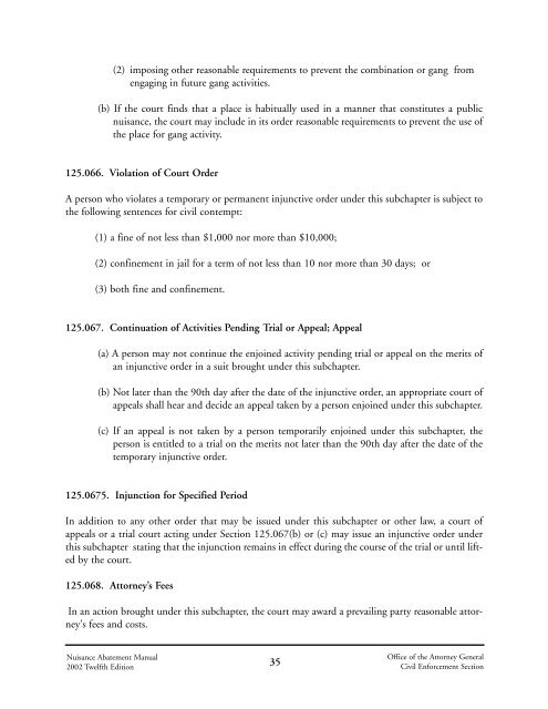 Nuisance Abatement Manual - 2005 - Texas Attorney General