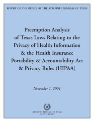 Preemption Analysis of Texas Laws Relating to the Privacy of Health ...