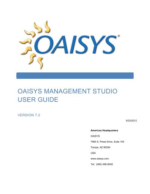 OAISYS MANAGEMENT STUDIO USER GUIDE