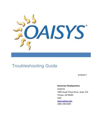 OAISYS Troubleshooting Guide