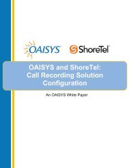 ShoreTel Call Recording Solution Configuration White Paper - Oaisys