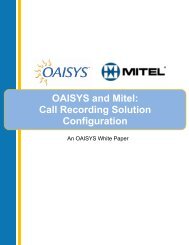 OAISYS and Mitel: Call Recording Solution Configuration