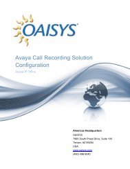 Avaya IP Office Call Recording Solution Configuration ... - Oaisys