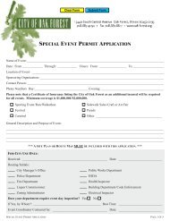 City of Oak Forest - Special Event Permit Application - Fill-in