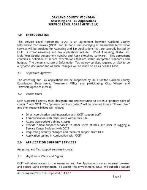 Howto Publish a Site Level Agreement Howto Publish a Site Level Agreement