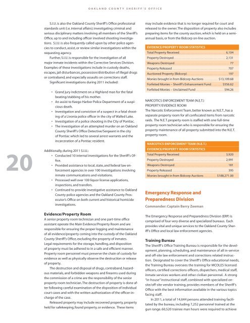 Oakland County Sheriff's Office 2011 Annual Report