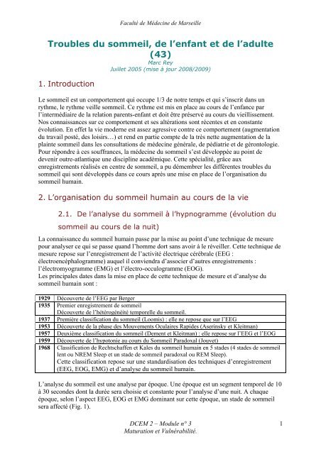 Troubles du sommeil, de l'enfant et de l'adulte (43) - Serveur