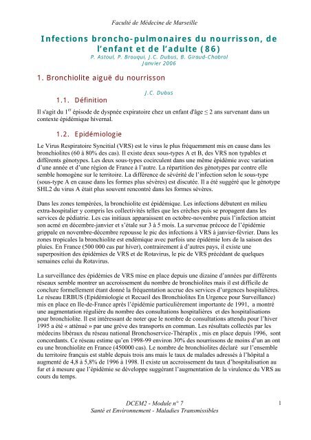 Infections Broncho Pulmonaires Du Nourrisson De L Enfant Et De L