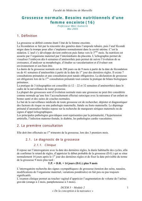 Grossesse normale. Besoins nutritionnels d'une femme enceinte (16)