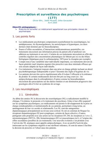 Prescription et surveillance des psychotropes (177) - Serveur ...