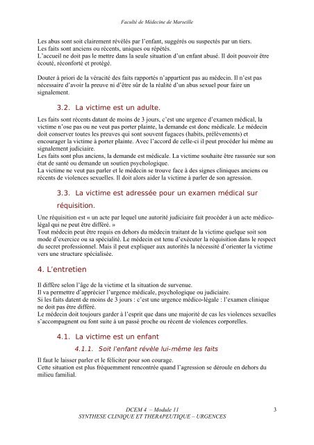 Accueil d'un sujet victime de violences sexuelles (183) - Serveur ...