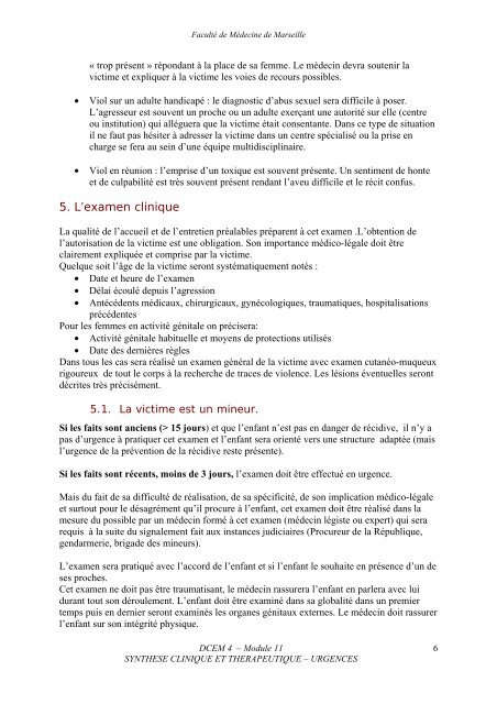 Accueil d'un sujet victime de violences sexuelles (183) - Serveur ...