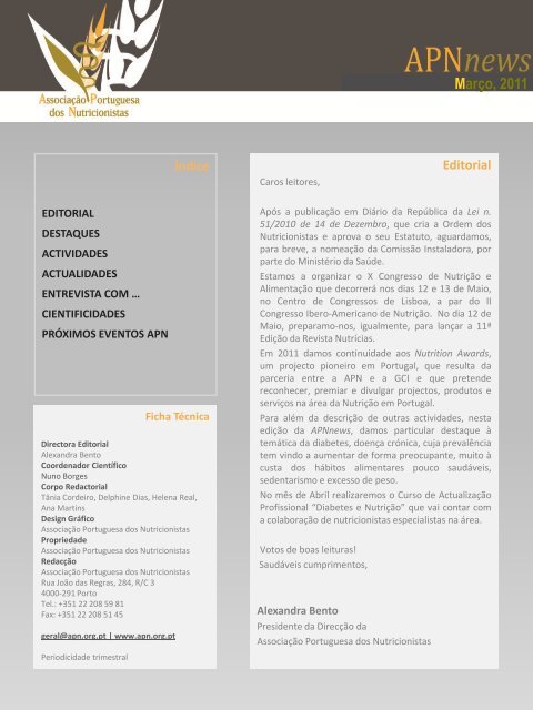 Março, 2011 - Associação Portuguesa dos Nutricionistas