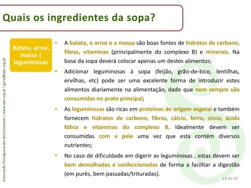 O que é uma sopa? - Associação Portuguesa dos Nutricionistas